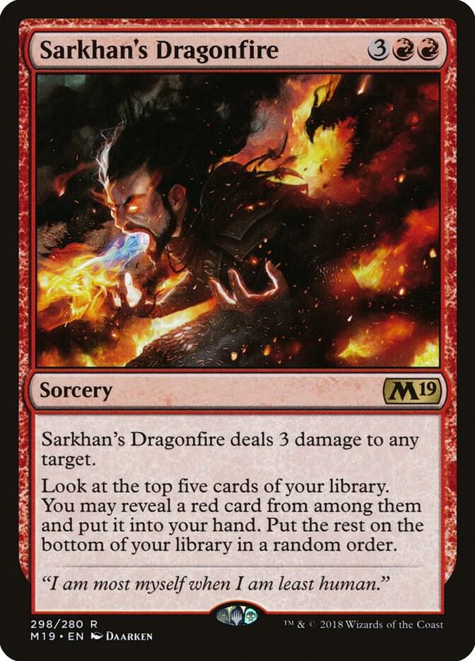 Sarkhan's Dragonfire 298 card from Core Set 2019