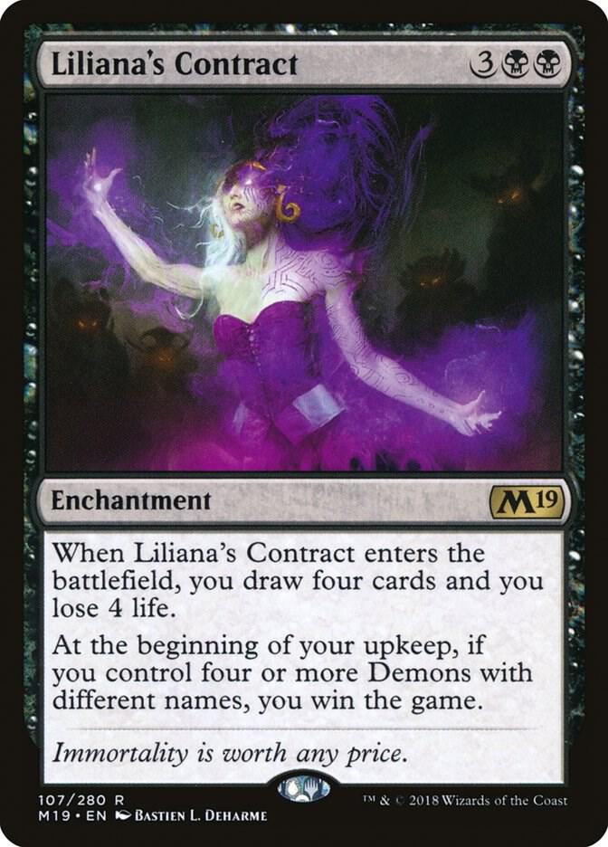 Liliana's Contract 107 card from Core Set 2019
