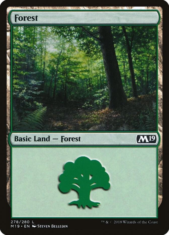 Forest 278 card from Core Set 2019