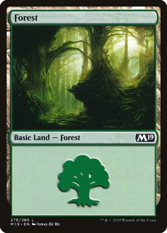 Forest 279 card from Core Set 2019