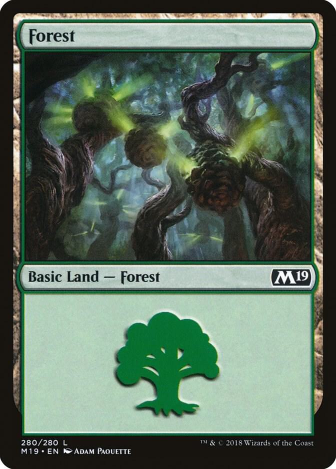 Forest 280 card from Core Set 2019