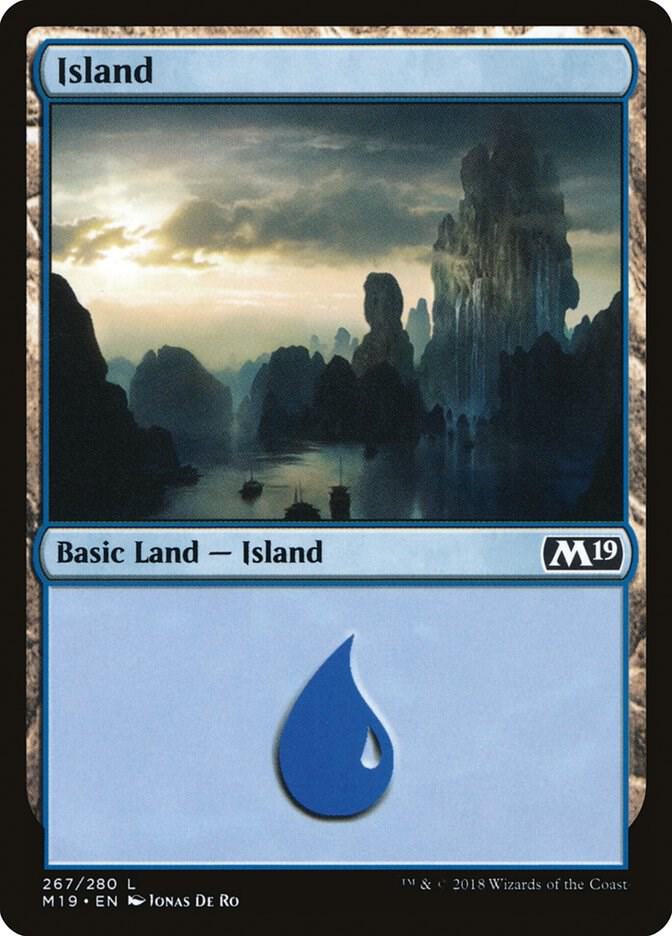 Island 267 card from Core Set 2019
