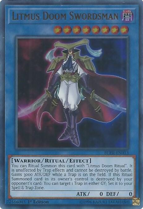 Litmus Doom Swordsman BLRR-EN013 card from Battles of Legend: Relentless Revenge
