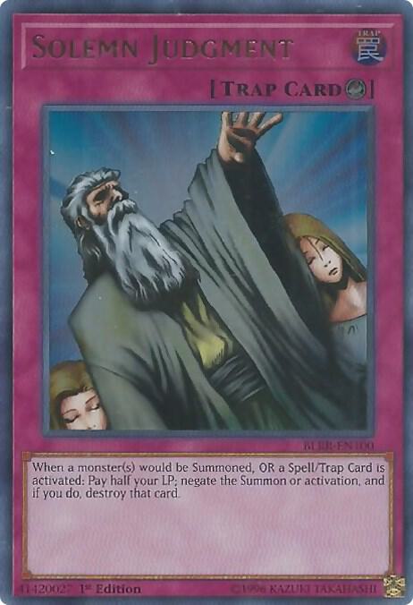 Solemn Judgment BLRR-EN100 card from Battles of Legend: Relentless Revenge