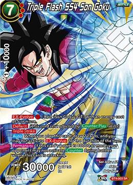 Triple Flash SS4 Son Goku BT4-003 card from Colossal Warfare