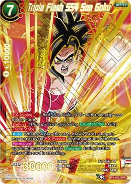 Triple Flash SS4 Son Goku (SPR) BT4-003 card from Colossal Warfare