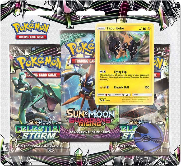 Celestial Storm 3 Pack Booster Blister [Tapu Koko] card from SM - Celestial Storm