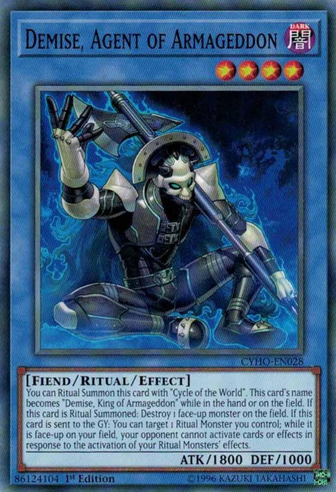 Demise, Agent of Armageddon CYHO-EN028 card from Cybernetic Horizon