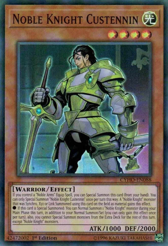 Noble Knight Custennin CYHO-EN088 card from Cybernetic Horizon