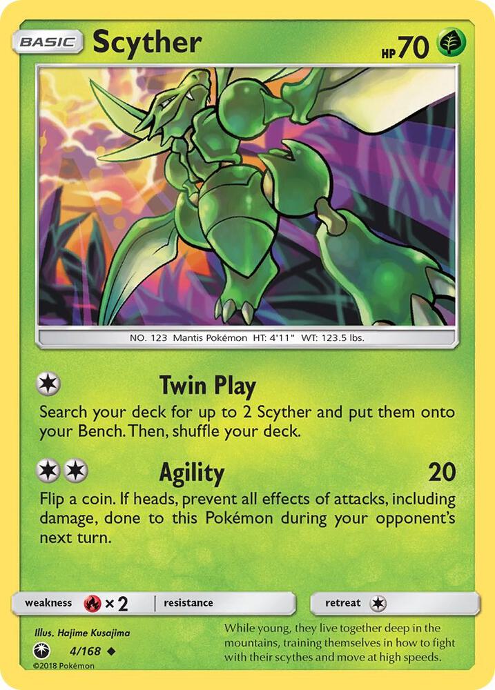 Scyther 4/168 card from SM - Celestial Storm