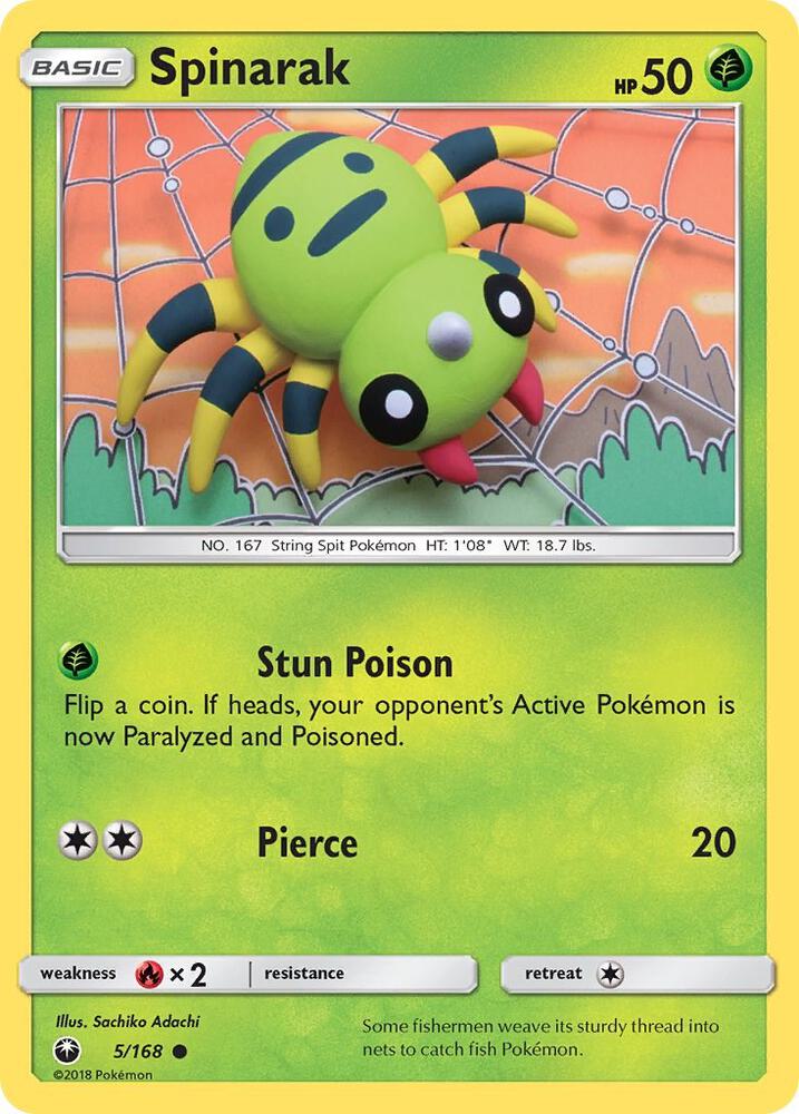 Spinarak 5/168 card from SM - Celestial Storm