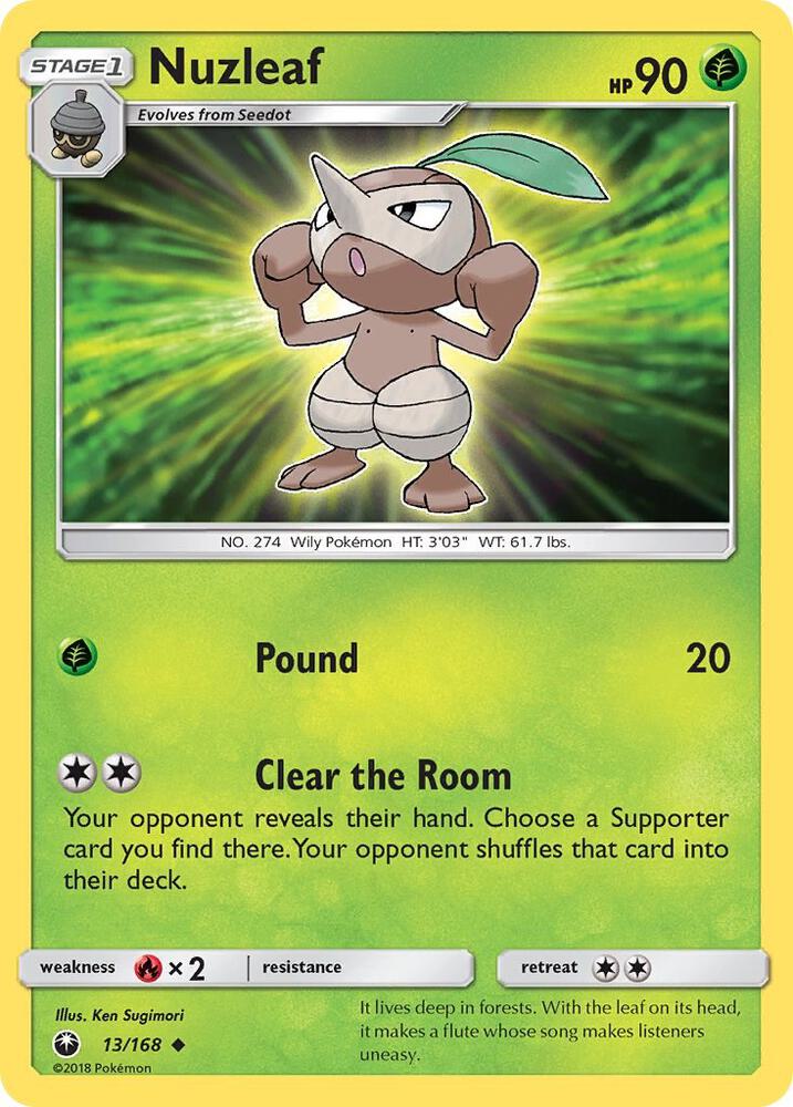 Nuzleaf 13/168 card from SM - Celestial Storm
