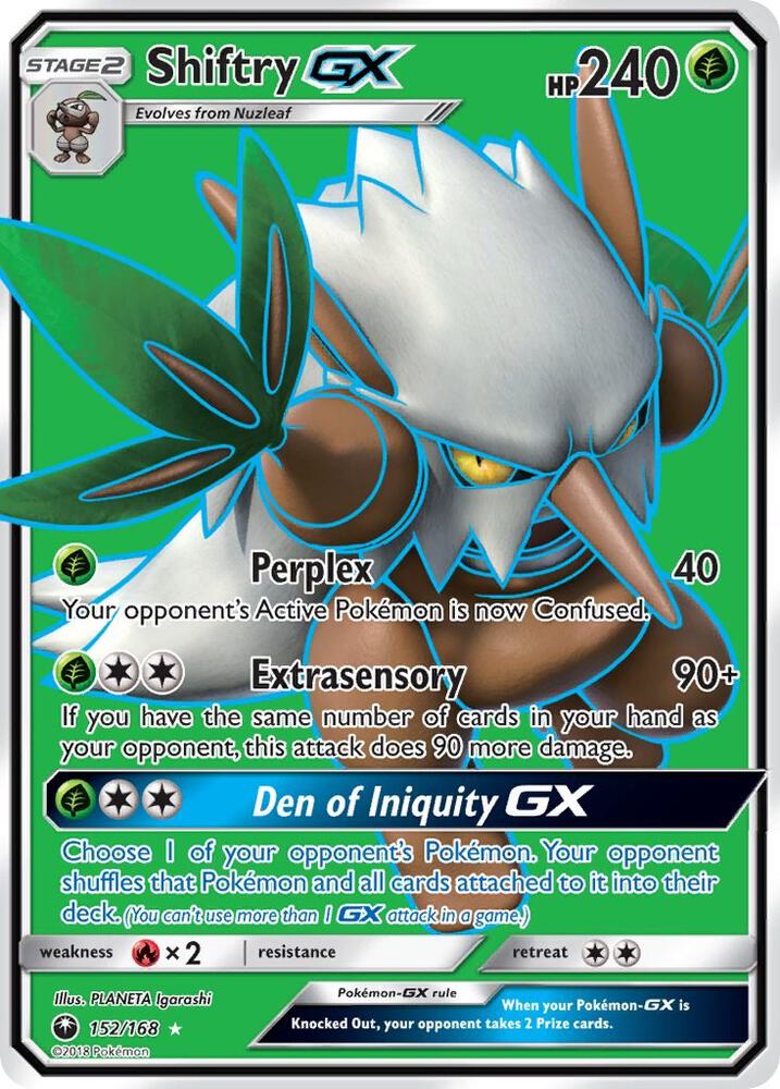 Shiftry GX (Full Art) 152/168 card from SM - Celestial Storm