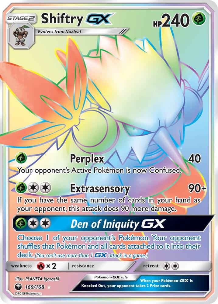 Shiftry GX (Secret) 169/168 card from SM - Celestial Storm