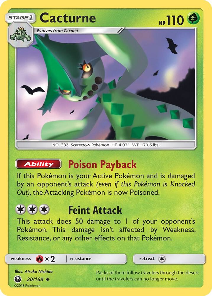 Cacturne 20/168 card from SM - Celestial Storm