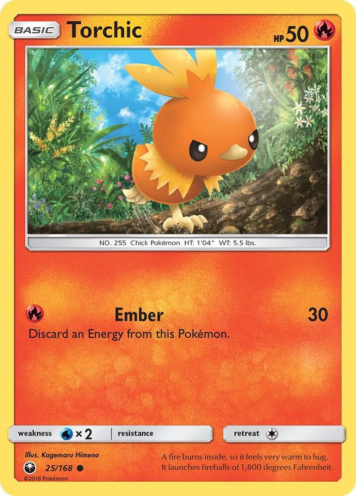 Torchic (25) 25/168 card from SM - Celestial Storm