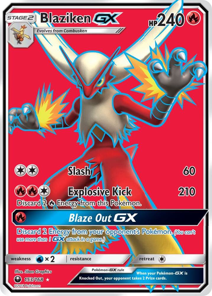 Blaziken GX (Full Art) 153/168 card from SM - Celestial Storm