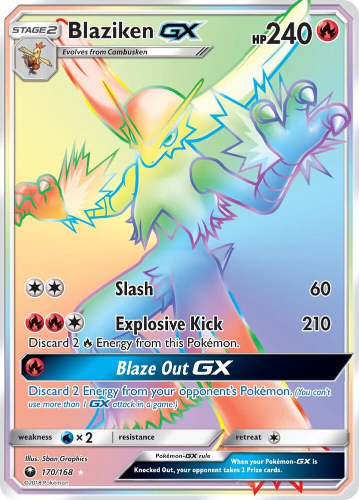Blaziken GX (Secret) 170/168 card from SM - Celestial Storm
