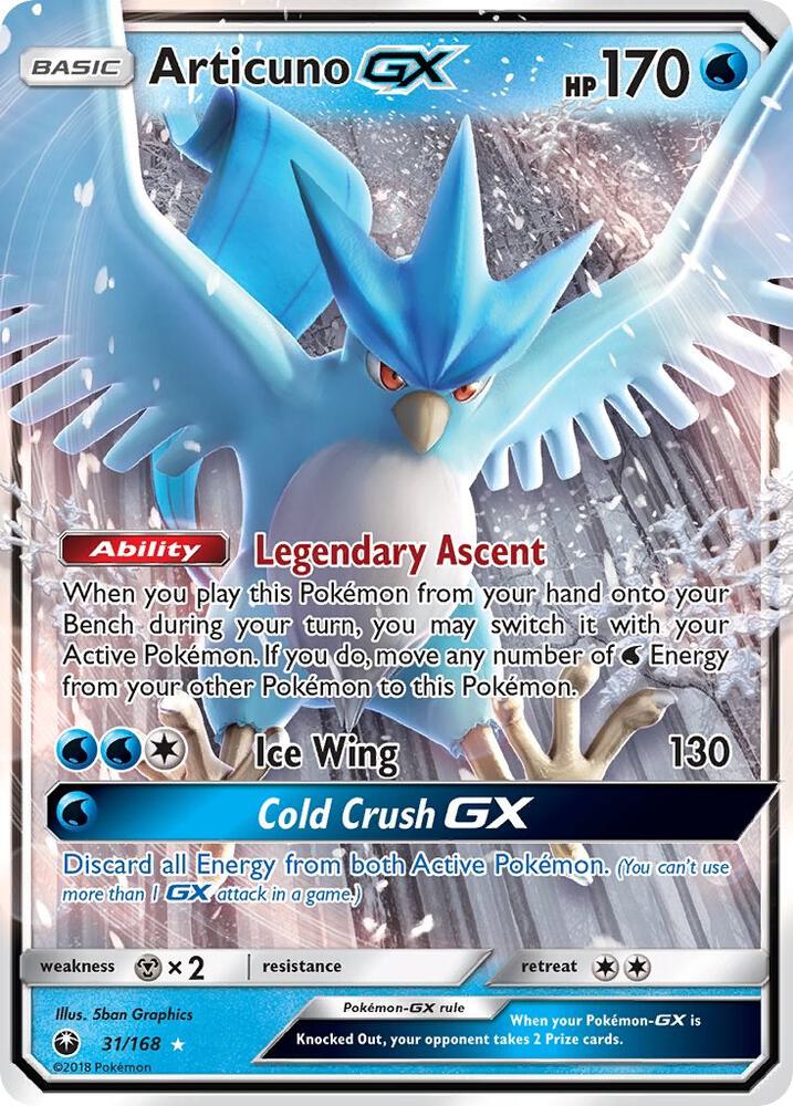 Articuno GX 31/168 card from SM - Celestial Storm