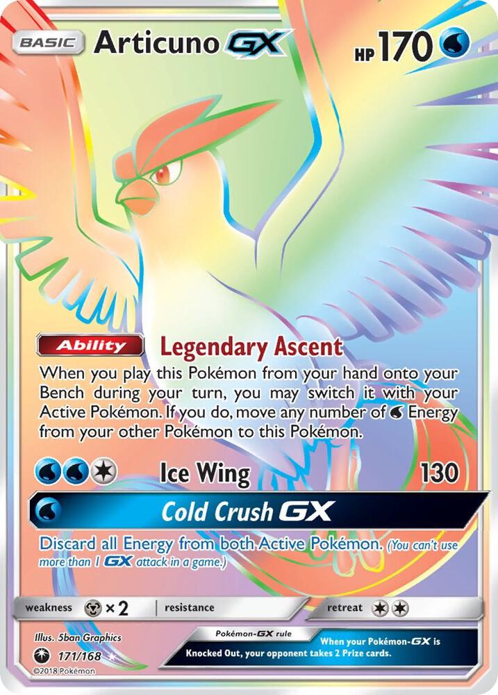 Articuno GX (Secret) 171/168 card from SM - Celestial Storm