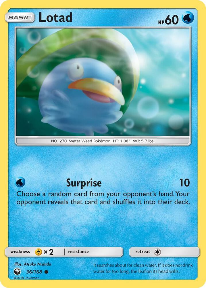 Lotad 36/168 card from SM - Celestial Storm