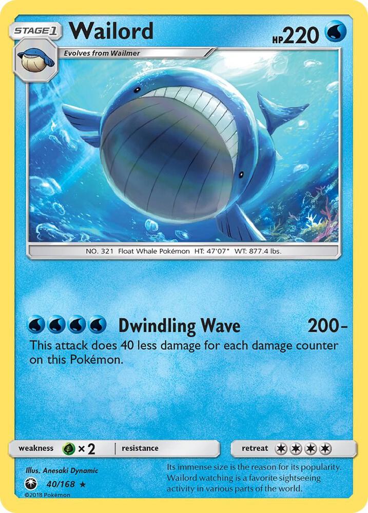 Wailord 40/168 card from SM - Celestial Storm