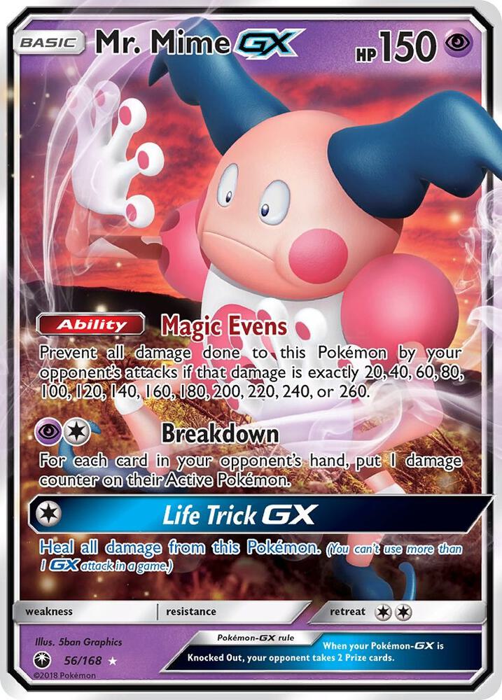 Mr. Mime GX 56/168 card from SM - Celestial Storm