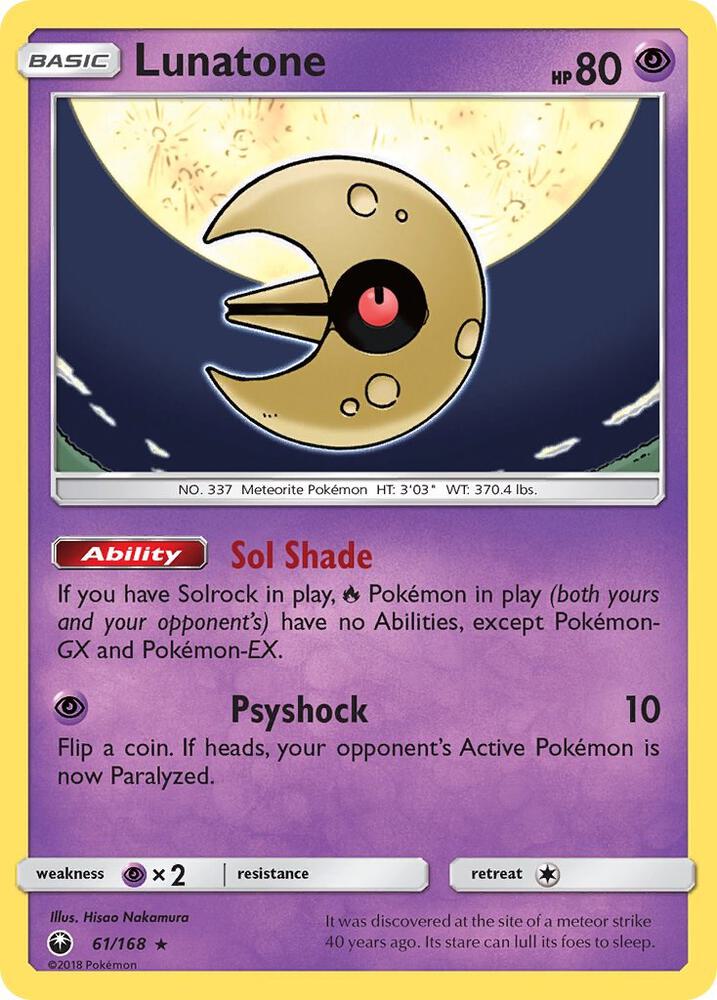 Lunatone 61/168 card from SM - Celestial Storm