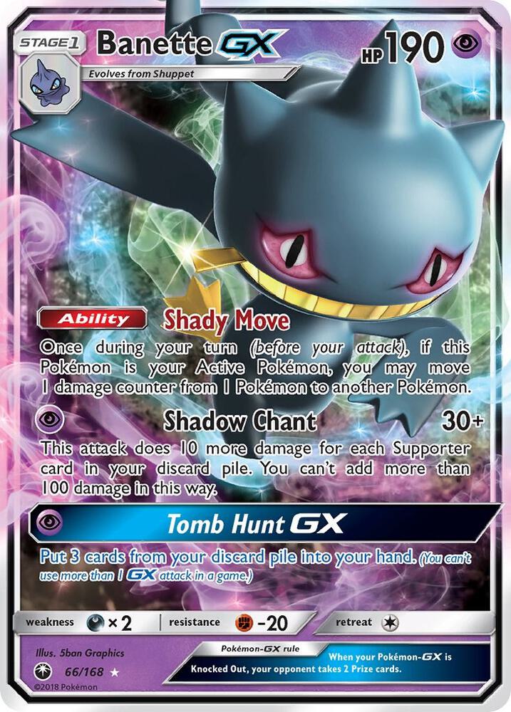 Banette GX 66/168 card from SM - Celestial Storm