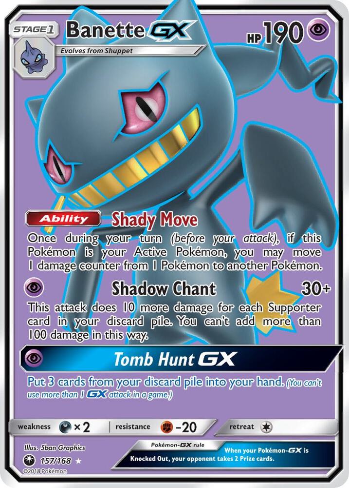 Banette GX (Full Art) 157/168 card from SM - Celestial Storm