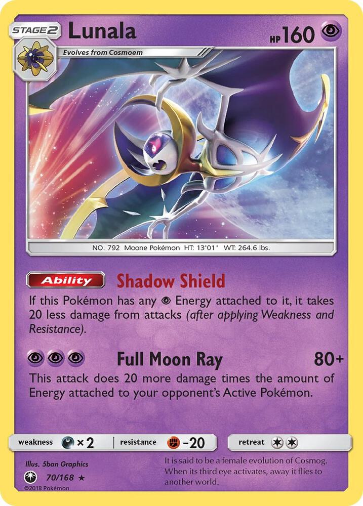 Lunala 70/168 card from SM - Celestial Storm