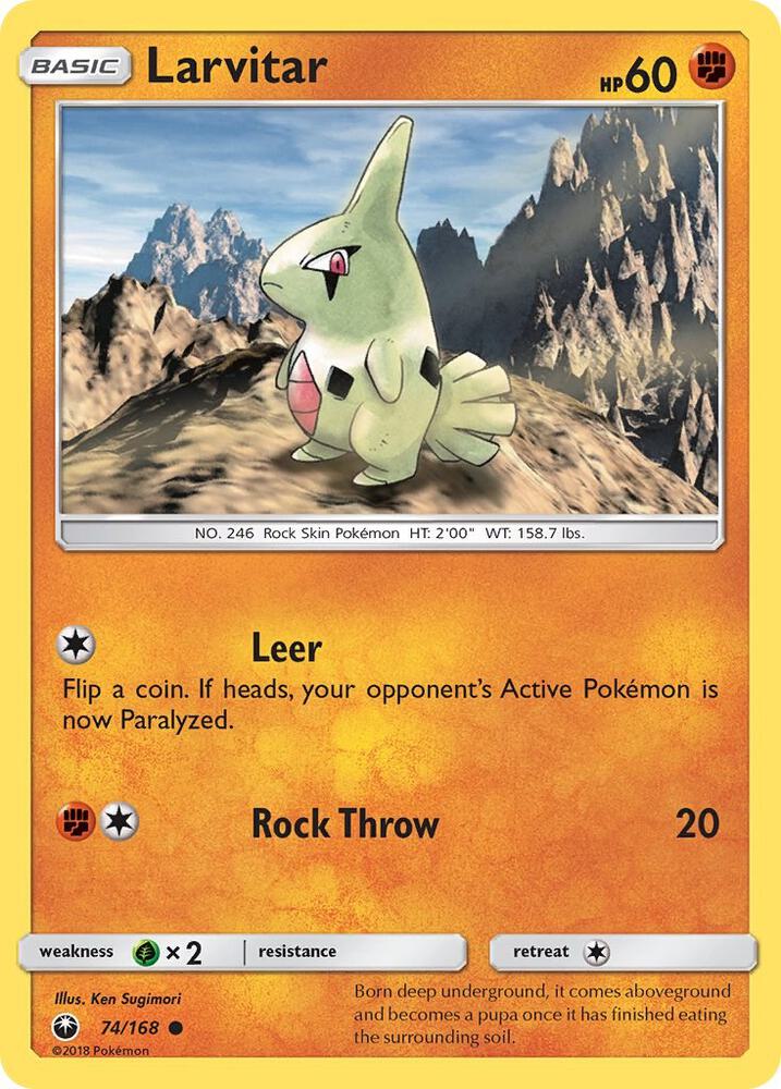 Larvitar 74/168 card from SM - Celestial Storm