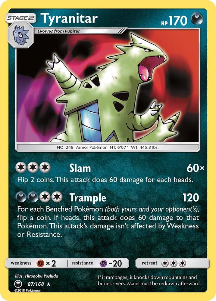 Tyranitar 87/168 card from SM - Celestial Storm