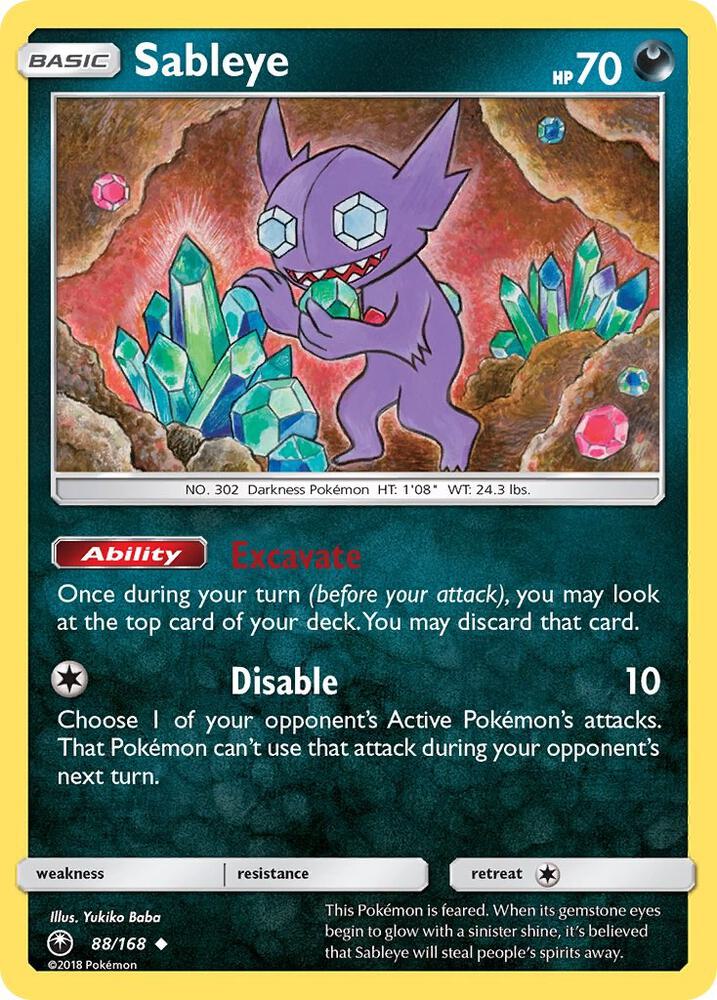 Sableye 88/168 card from SM - Celestial Storm