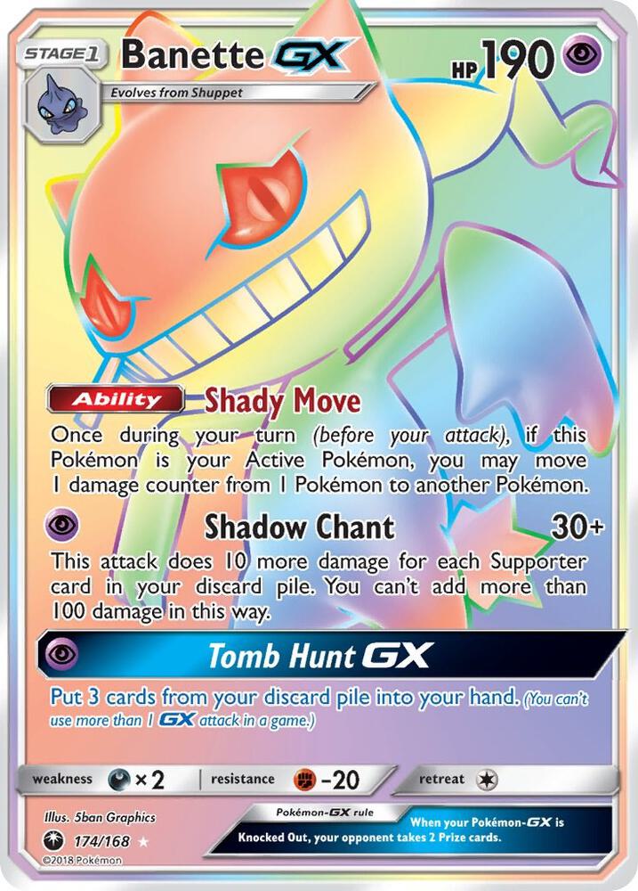 Banette GX (Secret) 174/168 card from SM - Celestial Storm