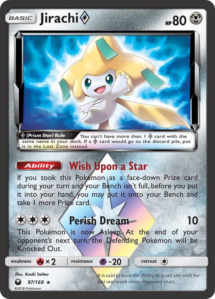 Jirachi Prism Star 97/168 card from SM - Celestial Storm