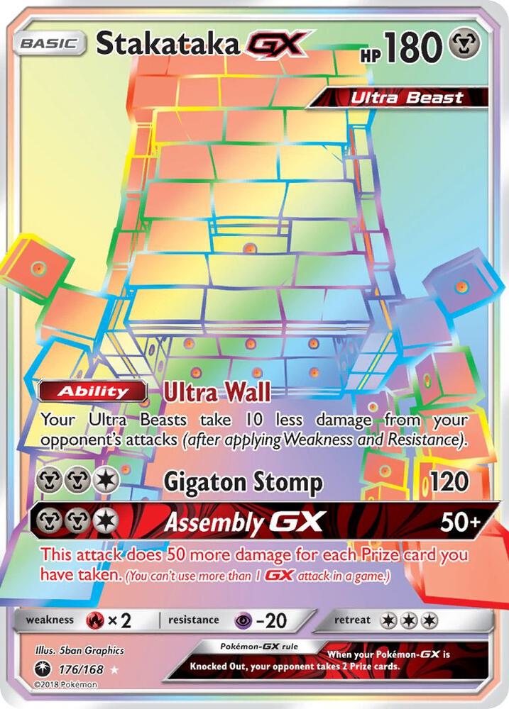 Stakataka GX (Secret) 176/168 card from SM - Celestial Storm