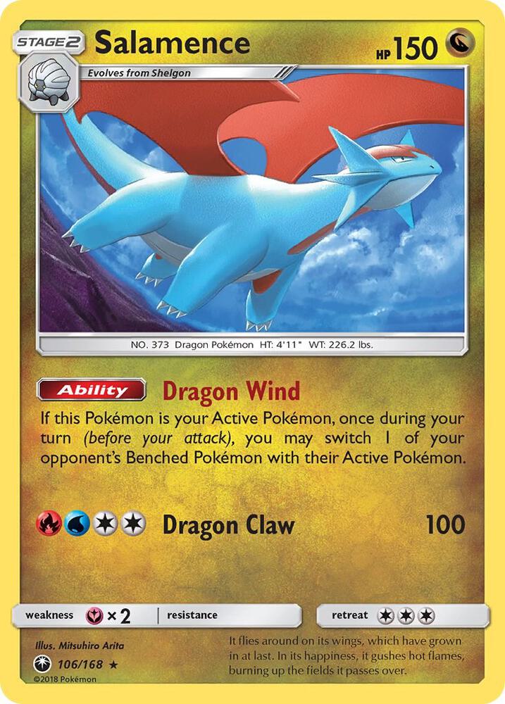 Salamence 106/168 card from SM - Celestial Storm