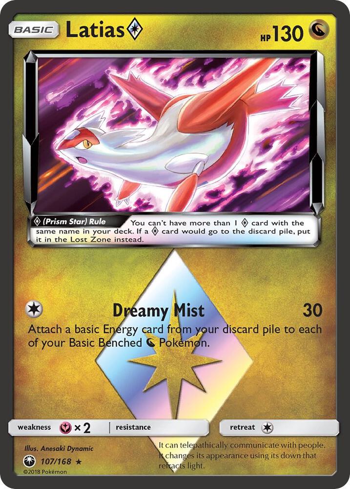 Latias Prism Star 107/168 card from SM - Celestial Storm