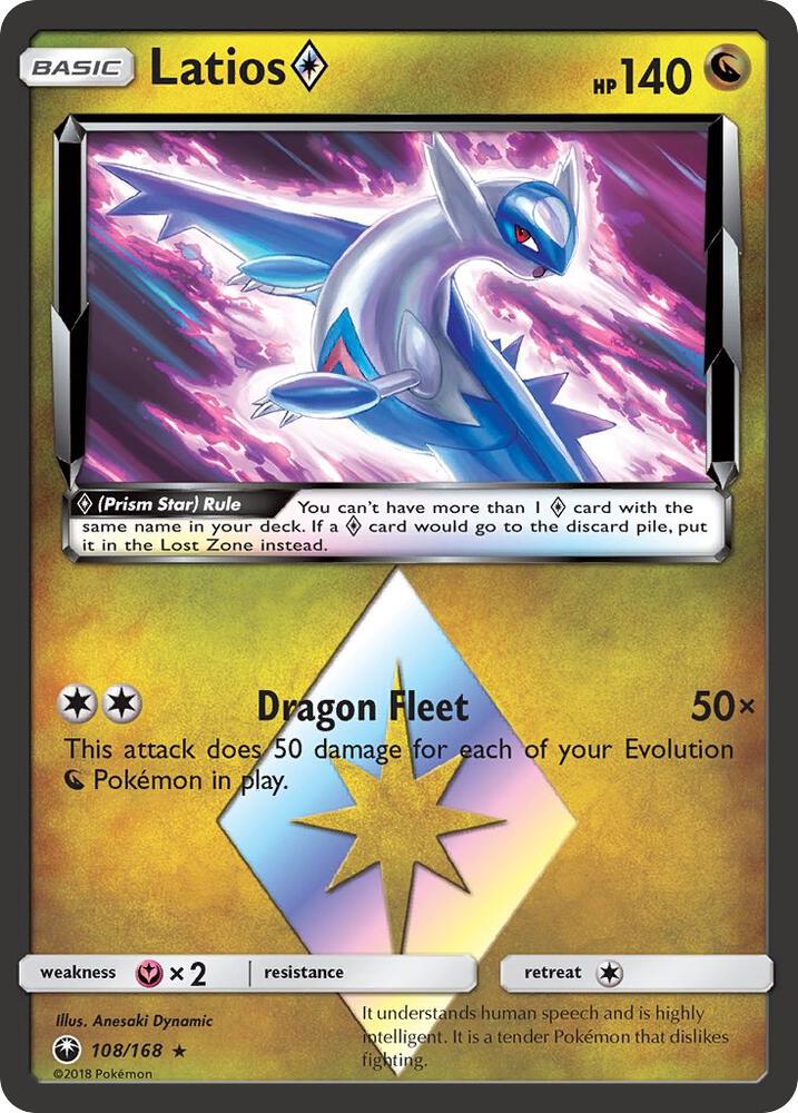 Latios Prism Star 108/168 card from SM - Celestial Storm