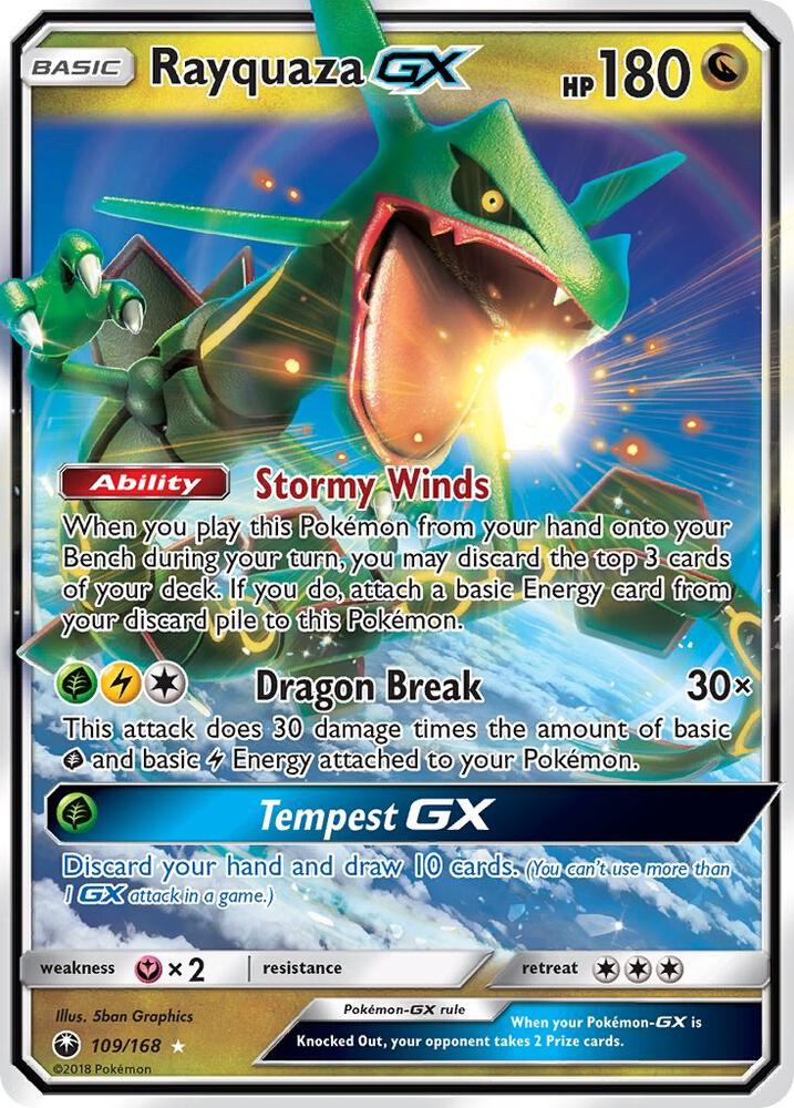 Rayquaza GX 109/168 card from SM - Celestial Storm