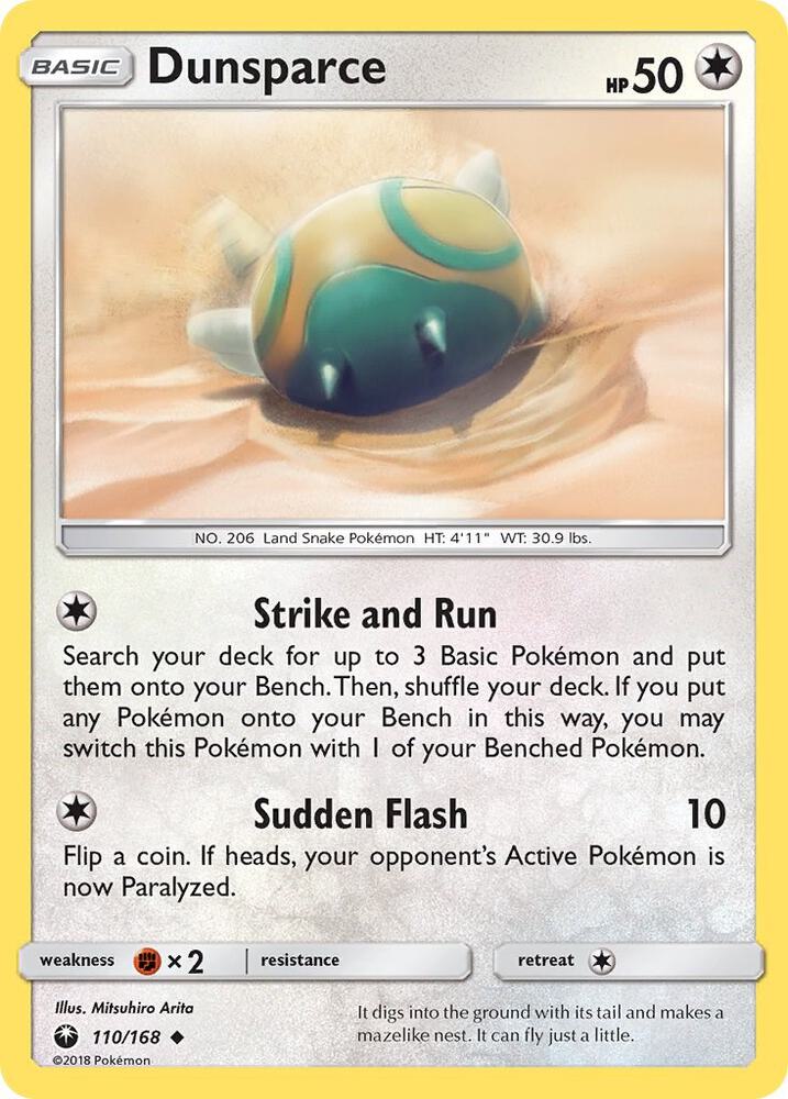 Dunsparce 110/168 card from SM - Celestial Storm