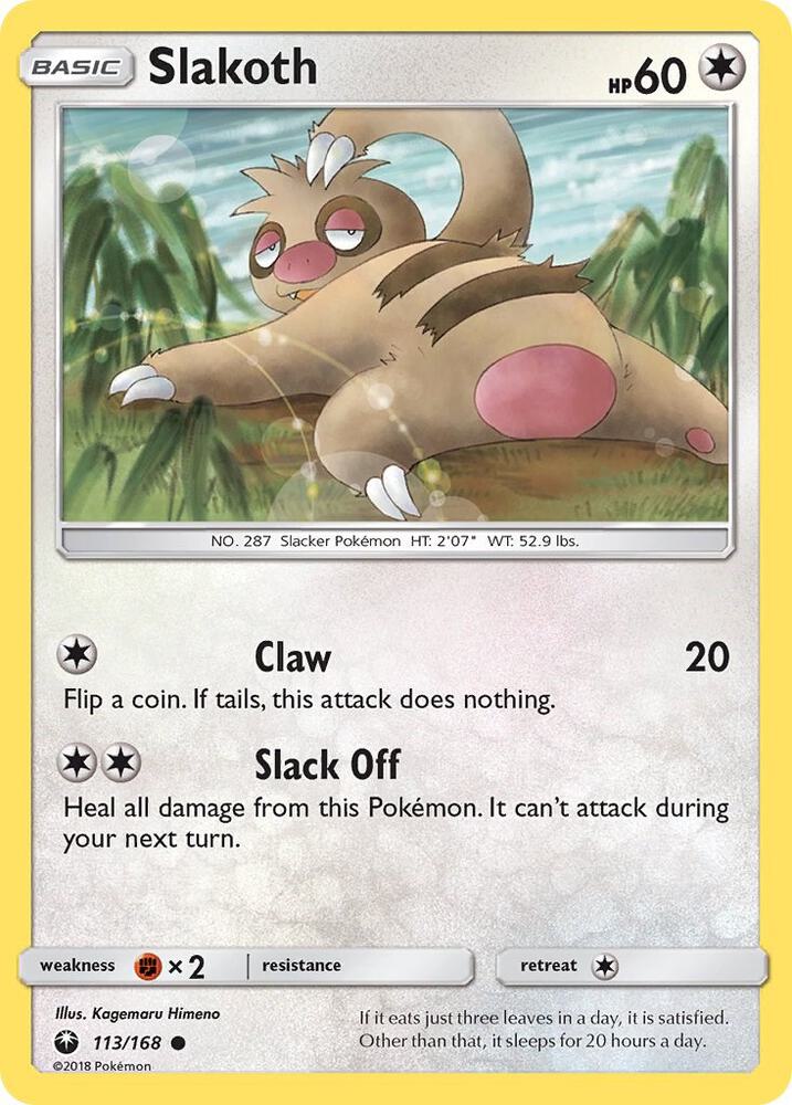 Slakoth 113/168 card from SM - Celestial Storm