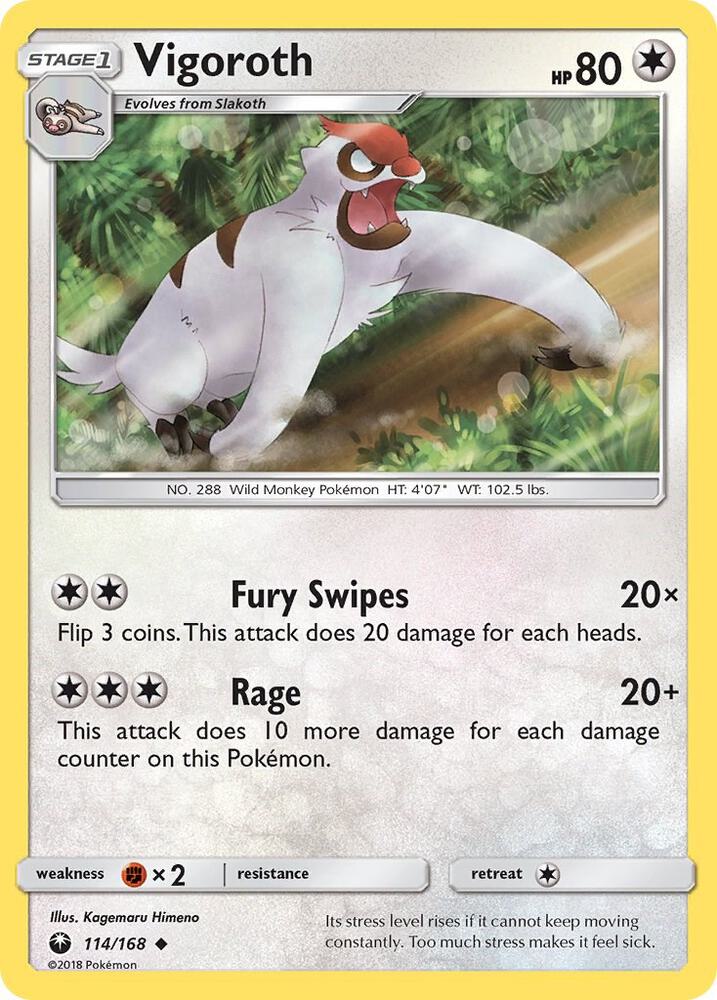 Vigoroth 114/168 card from SM - Celestial Storm