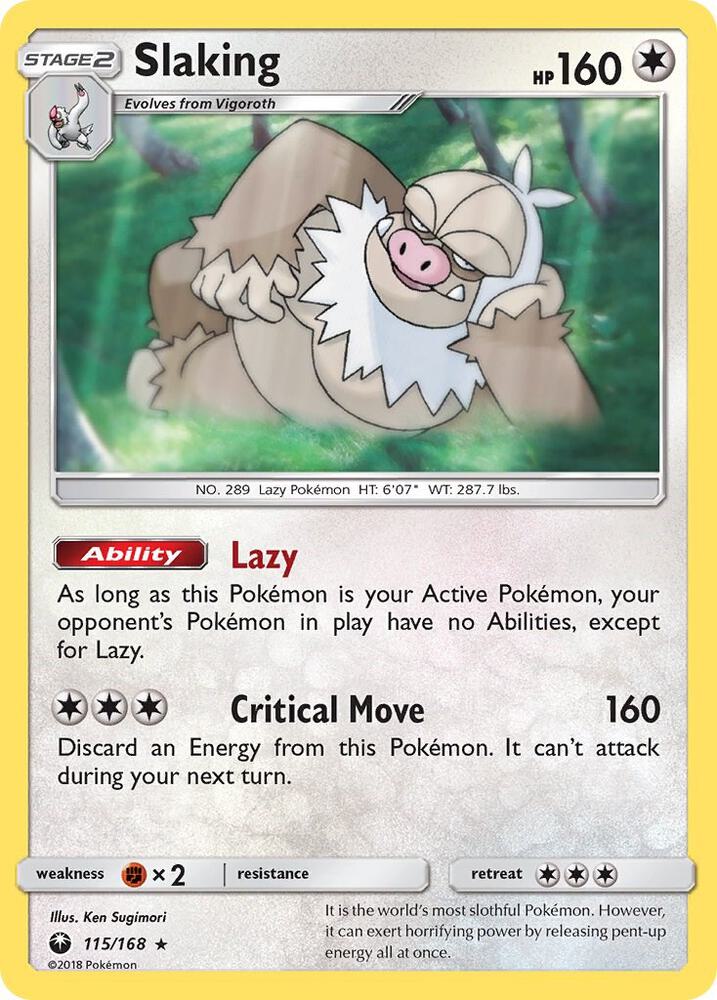 Slaking 115/168 card from SM - Celestial Storm