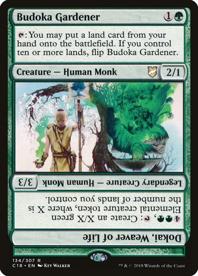 Budoka Gardener // Dokai, Weaver of Life 134 card from Commander 2018