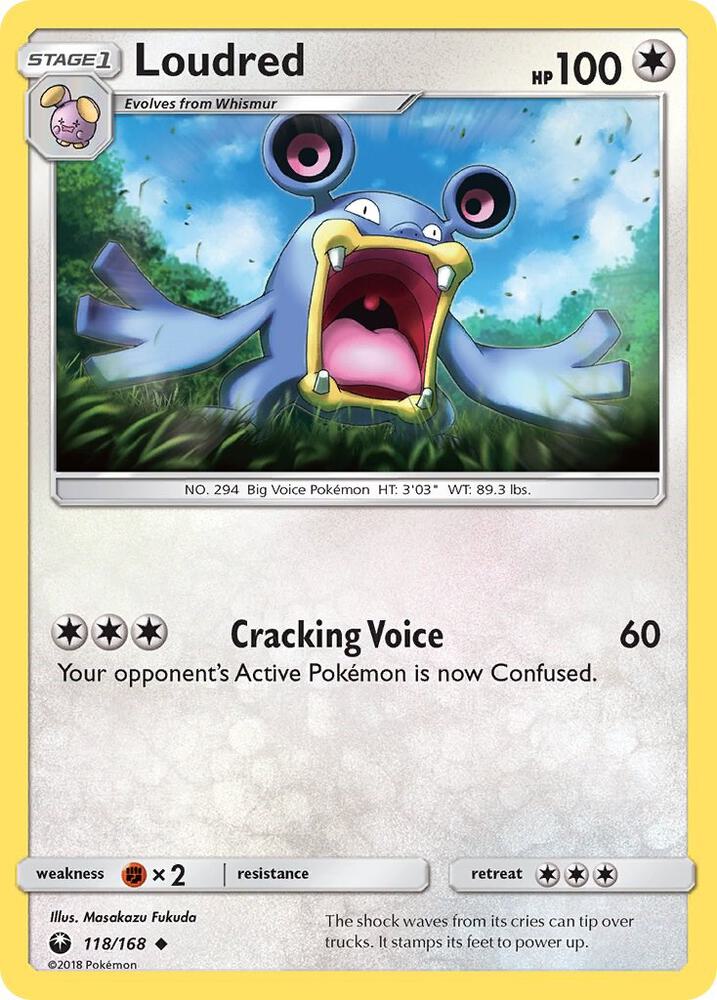 Loudred 118/168 card from SM - Celestial Storm
