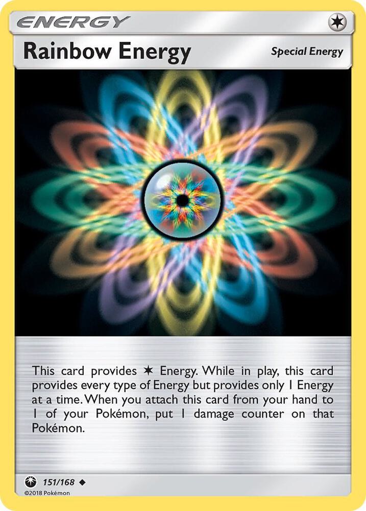 Rainbow Energy 151/168 card from SM - Celestial Storm