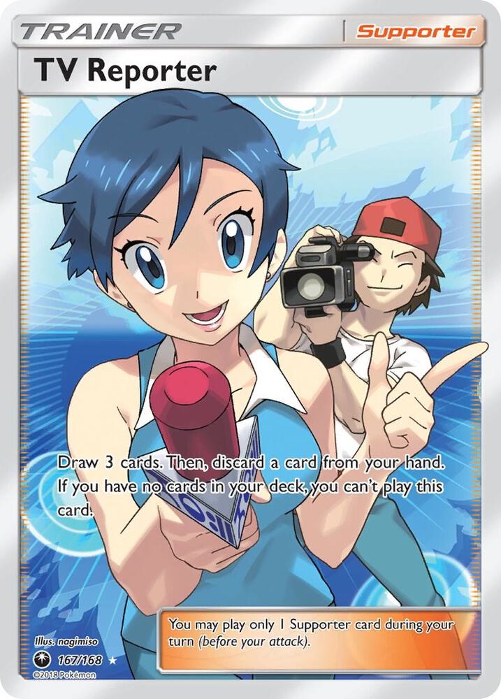 TV Reporter (Full Art) 167/168 card from SM - Celestial Storm