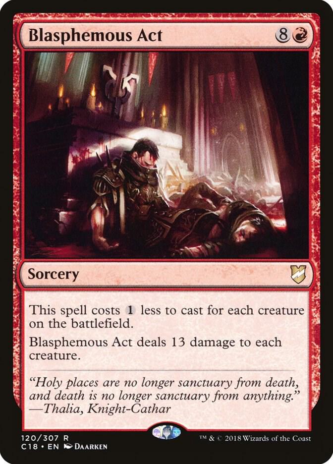 Blasphemous Act 120 card from Commander 2018